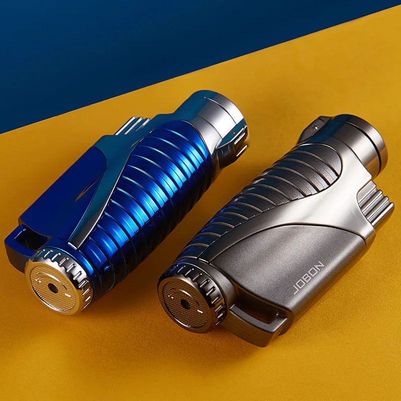 Металлическая зажигалка для сигар факфонарь с 3 струями пламени и бутана