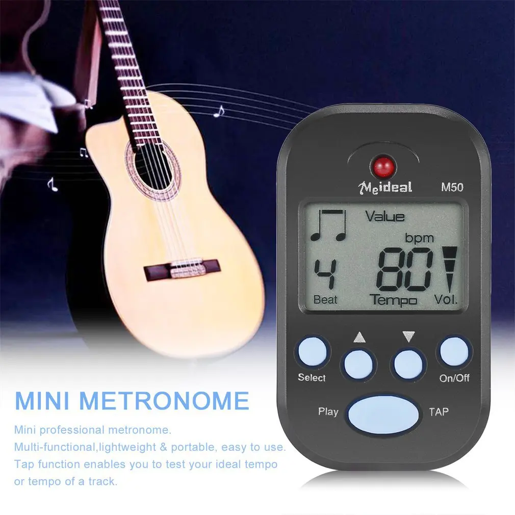 TSAI Mini LCD Digital Beat Tempo метроном клипса легкий и портативный с прозрачным ЖК экраном
