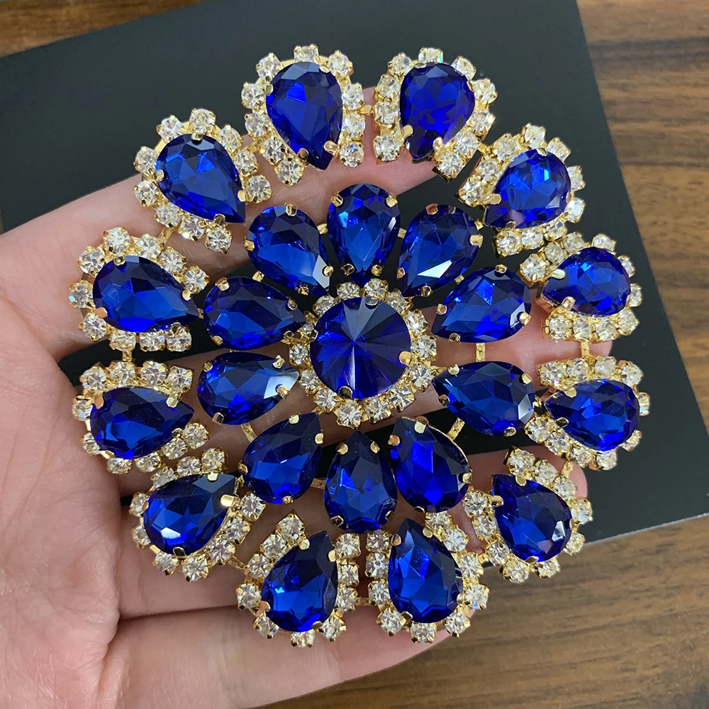 Crystal AB Colorful rhinestone applique round Flower sew on silver gold base For DIY party dress bags shoes | Дом и сад