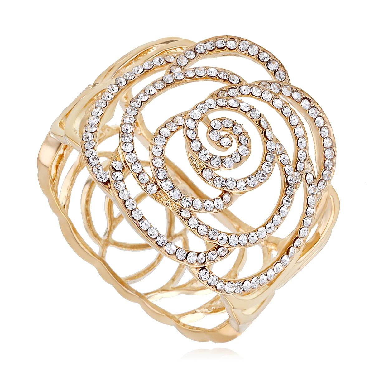 

HAHA&TOTO New Arrived Trendy Hollow Out Rose Flower Shape Cuff Bracelet Statement Open Bangle for Women Gold or Silver Plated