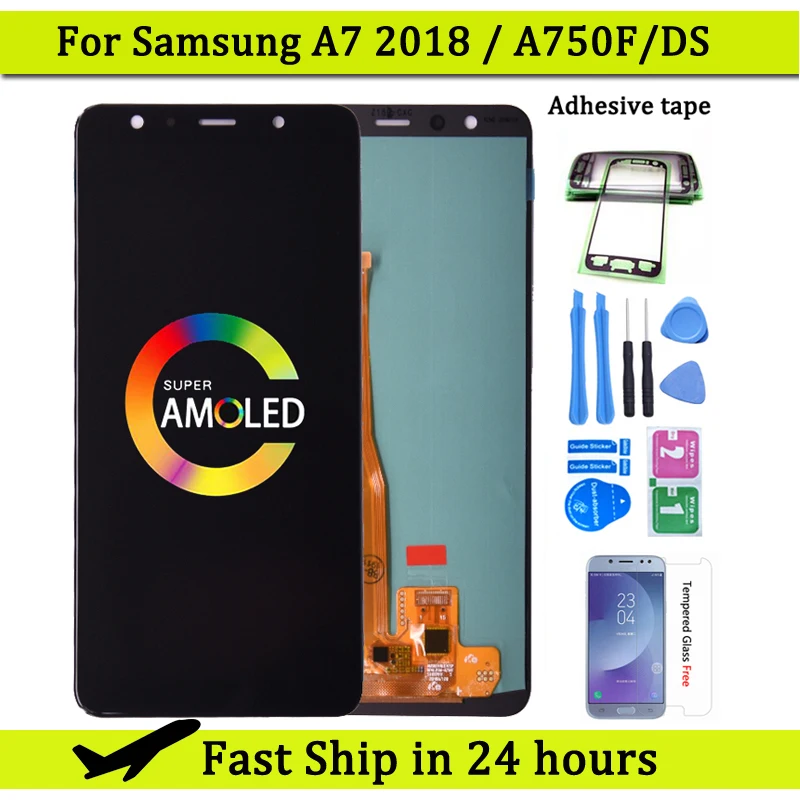 Pantalla LCD para Samsung Galaxy A6 Super AMOLED, A750 SM-A750F, digitalizador con pantalla t&aacute;ctil, Samsung A750, 2018-0