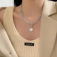 daxi boho silver color carved portrait coin pendant necklace for women lucky gift punk multilayer chain choker necklaces jewelry