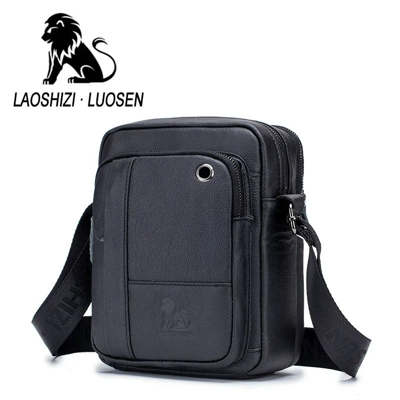 LAOSHIZI брендовая мужская сумка через плечо из натуральной кожи мессенджер