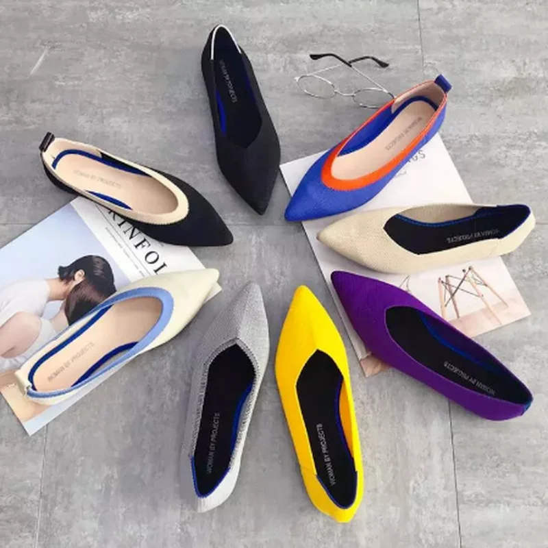 Балетки женские шерстяные с острым носком лоферы без застежки мягкая подошва