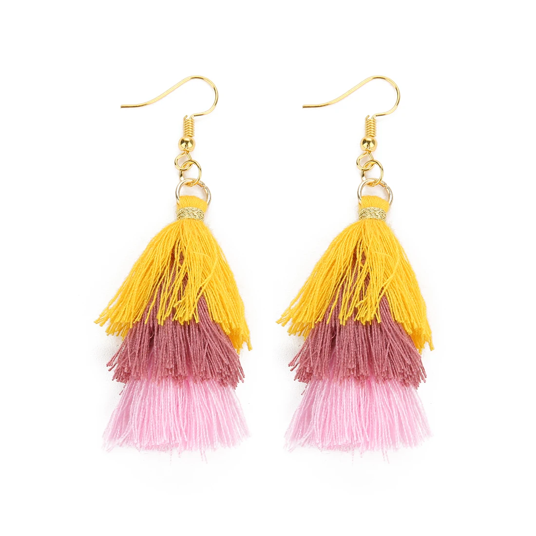 LOULEUR 3 Слоистые богемные Роскошные массивные Серьги-кисточки Boho модные ювелирные изделия женские длинные висячие серьги - Окраска металла: mult yellow