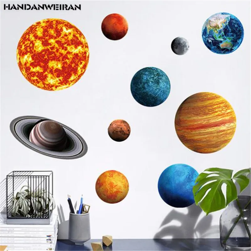 1 шт. светящаяся Вселенная наклейка для стены самоклеящаяся бумага печать Sun Earth