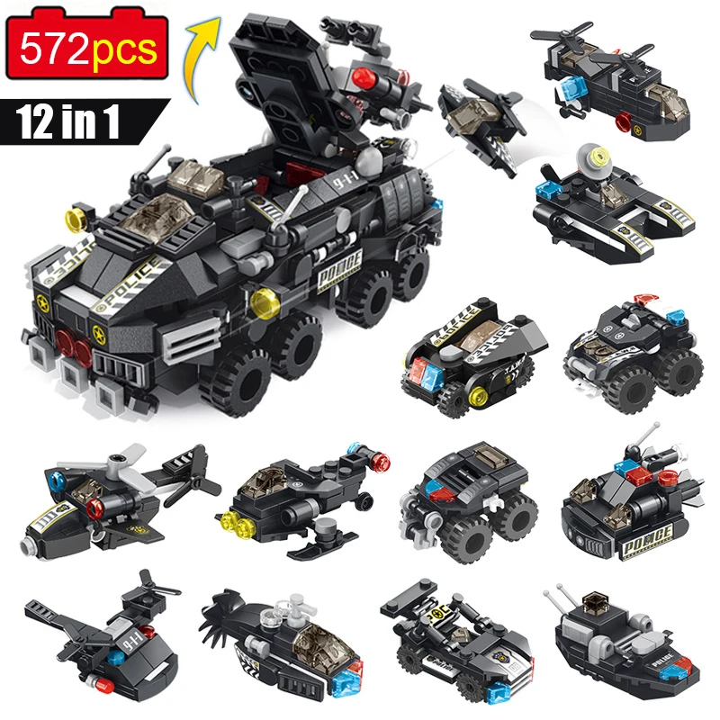 572pcs Creator Expert Series городской спецназ полицейские строительные блоки для грузовиков