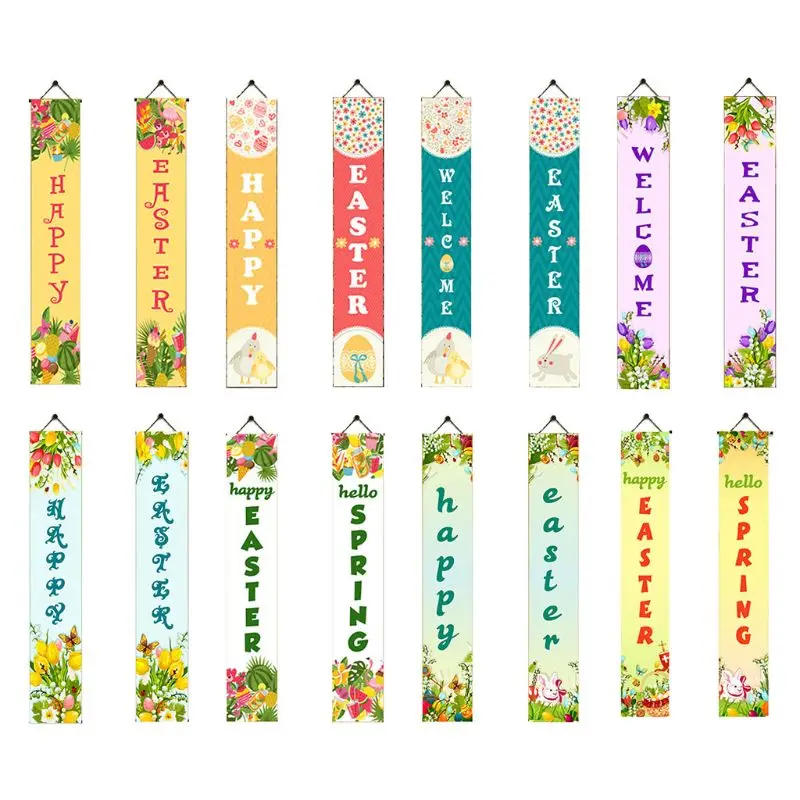 

1 Pair Creative Easter Banners Porch Sign Hanging Couplet Outdoor Indoor Decor