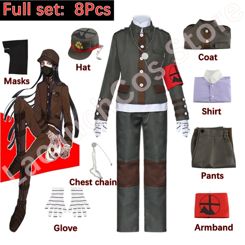 Danganronpa V3: убийства Harmony Korekiyo Shinguji Косплэй Аниме Костюм Школьная Униформа парик 9