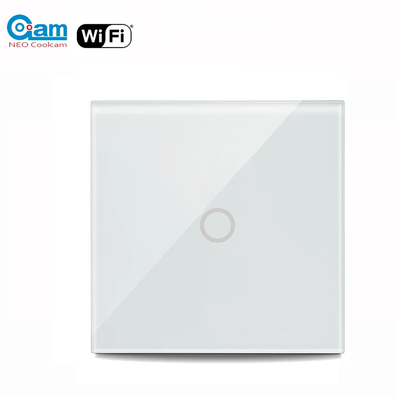 NEO Coolcam 5A WiFi EU Light Switch 1Gang Wall Light Switch Glass Panel Touch Work with Alexa Google Home IFTTT