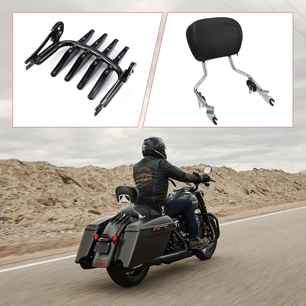Регулируемая спинка Сисси Бар с стелс багажная стойка для Touring Road King Street скользящий Electra Glide FLHXSE 2009