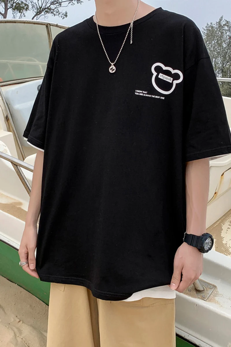 

Men's 2021 New Fashion Brand Loose Casual Top Ins Summer Versatile Half Sleeve