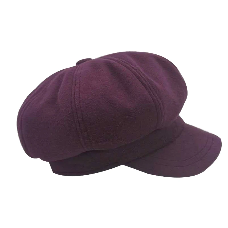 Женская восьмиугольная шапка Newsboy однотонная теплая зимняя повседневный берет