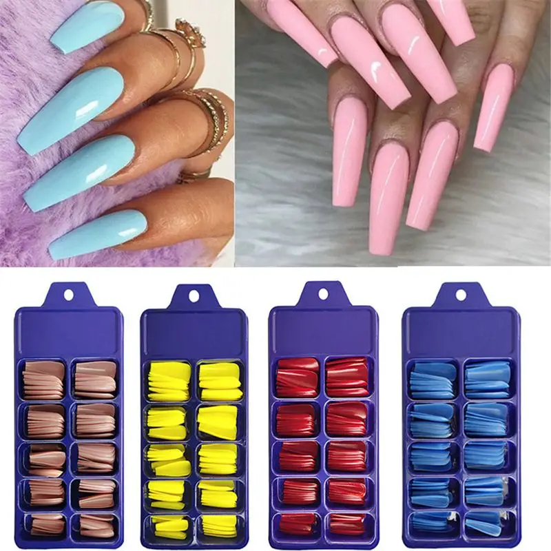 

20/100pcs/set Ballerina Detachable Long Fake Nail Coffin Artificial Plastics Press On Nails Extension For Girls full cover Tips