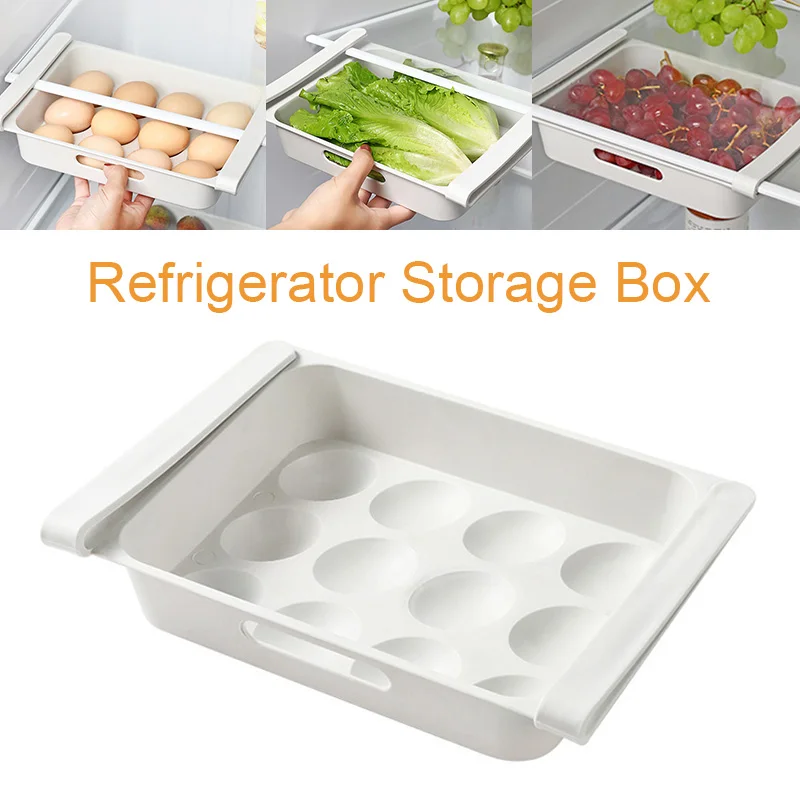 

Refrigerator Storage Box Egg Rack Holder Drawer Basket Kitchen Fruit Vegetable Organizer Save Space Layer Storage Rack