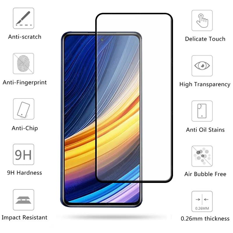 Стекло с полным покрытием для Xiaomi Poco X3 Pro стекло полная защита экрана Redmi Note 9T F3