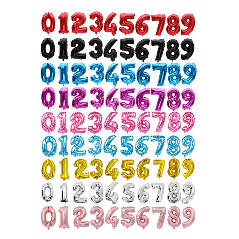 16/32 дюйма цифра Алюминиевая Фольга Воздушный шар розовое золото серебро синий