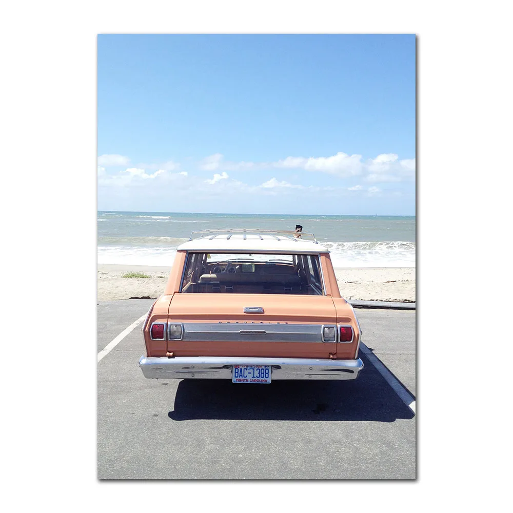 

Beach Wall Art Canvas Paintin Decoration Nordic Landscape Car Wall Pictures For Living room Sea Paintings Unframed