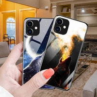 luxury coque wolf phone case tempered glass for iphone 12 11 pro xr xs max 8 x 7 6s 6 plus se 2020 12 pro max mini case
