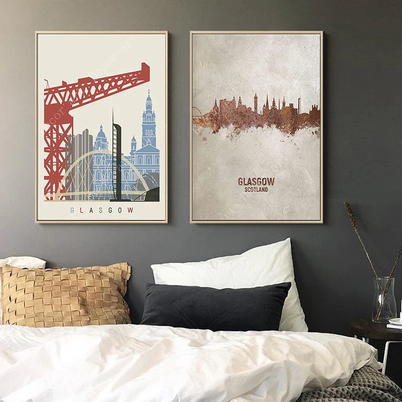 City of Glasgow United Kingdom Vintage Travel Posters Canvas Painting Kraft Poster Coated Wall Sticker Home Decoration Gift | Дом и сад