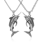 Мужское ожерелье с подвеской в виде рыбы, из нержавеющей стали