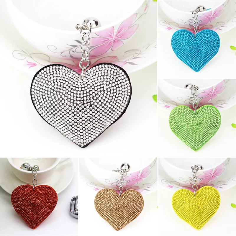 

Cute Heart Keychain Rhinestone Key Holder Metal Crystal Key Chain Keyring Charm Bag Auto Pendant Jewelry Gift