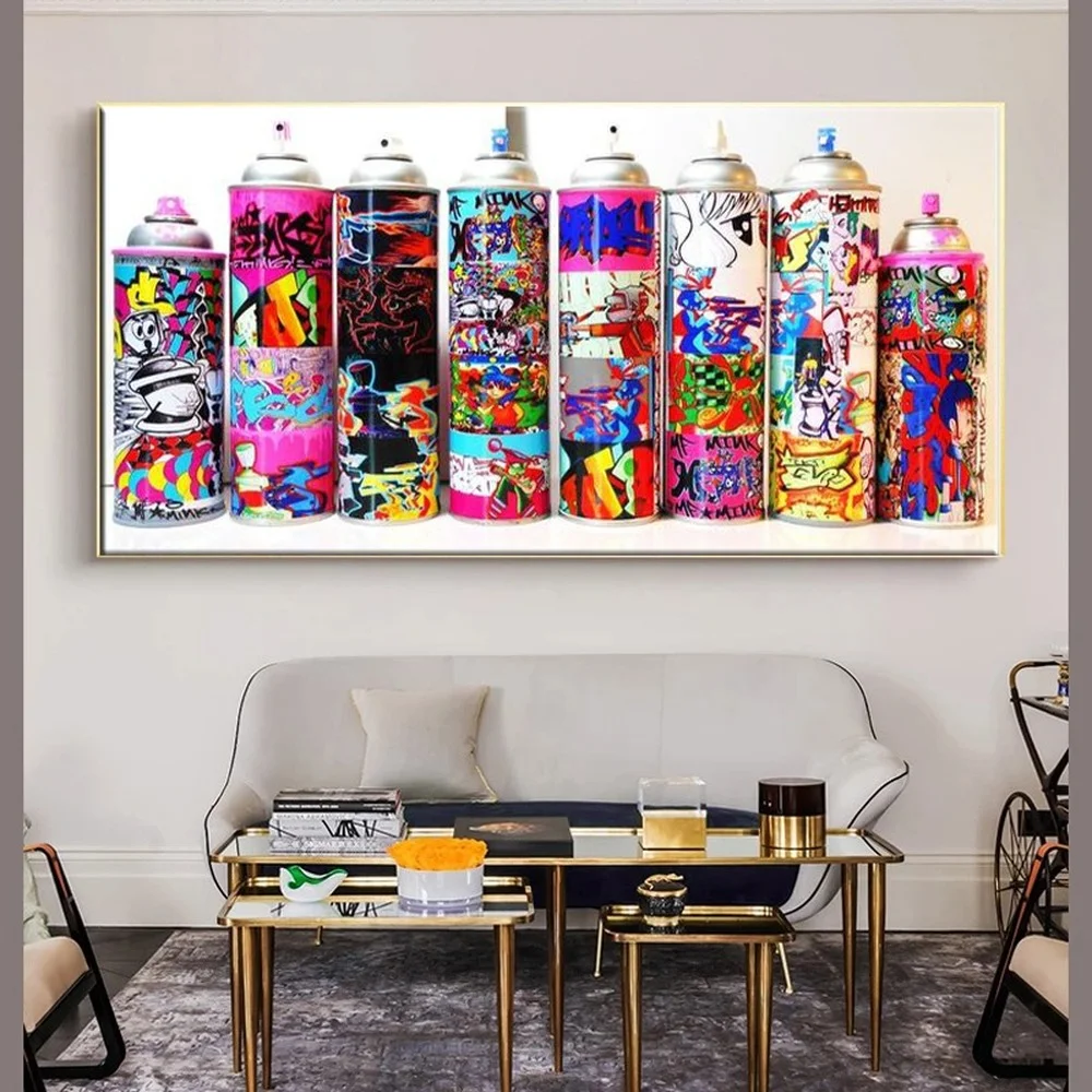 

Graffiti Art Spray Can Collection Wall Posters and Prints Colorful Graffiti Paint Bottle Decorative Pictures for Bar Cafe