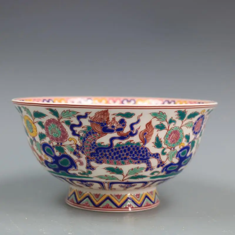 

Цин Цяньлуна чашка пастельного оттенка с Kirin узор Античная фарфоровый домашний декор украшения под старину коллекция