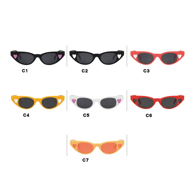 Small Frame Vintage Love Heart with butterfly-shaped Women Colorful Sunglasse Fashion Design