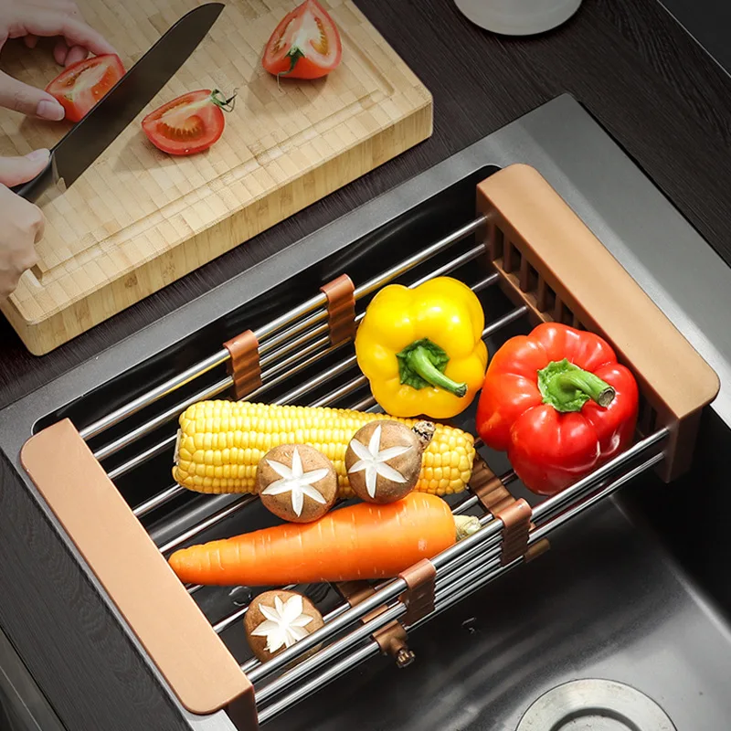 Pаспродажа Полка для слива из нержавеющей стали, телескопическая сливная корзина, сливная полка для раковины, кухонная многофункциональная складная к... Дешево Полка для слива из нержавеющей стали, телескопическая сливная корзина, сливная полка для раковины, кухонная многофункциональная складная к...