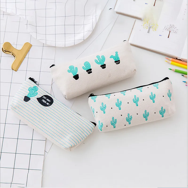 Новинка чехол для карандашей кактус трапециевидный холст чехлы школ офисных