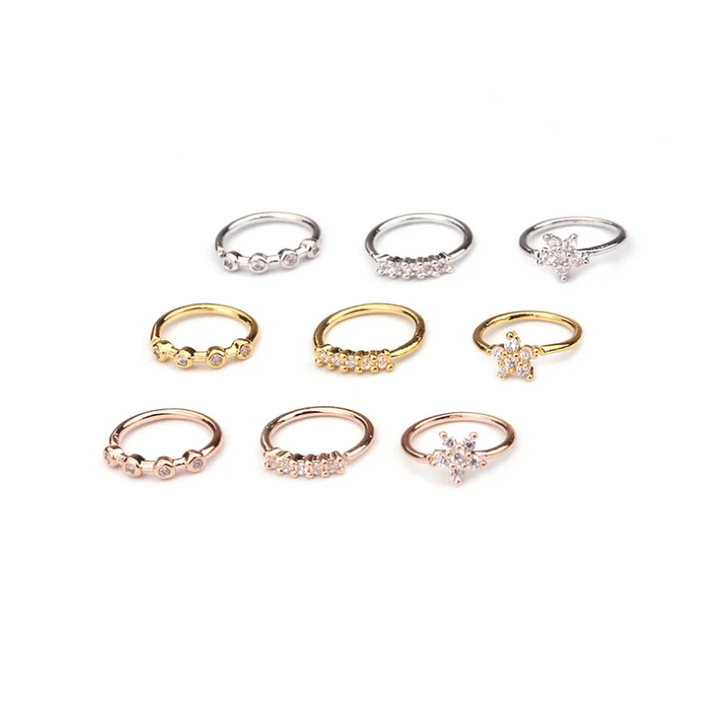 Новое поступление 3 вида стилей пирсинг в нос Украшения для тела Cz Кольцо носа