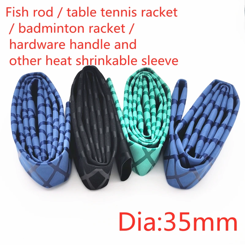 

1M Dia 35mm Anti Slip Heat Shrink Tube Fishing Rod Wrap Insulated Non Slip Handle Racket Grip Sleeve Waterproof Cover Multicolor