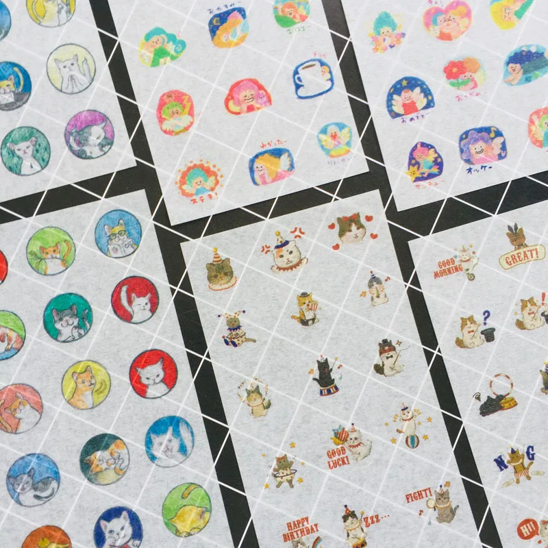 6 листов милые бумажные декоративные наклейки в виде кота и ребенка для