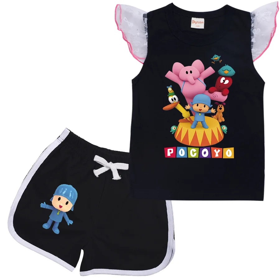 2 шт. Детская футболка с коротким рукавом и шорты|Костюмы для девочек| |