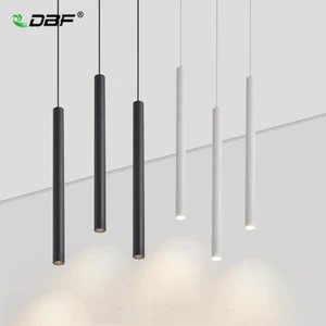 Мини-простой современный светодиодный ресторанный бар длинная трубка светодиодный подвесной светильник черныйбелыйзолотой обеденный стол передний провод подвесной Светодиодный точечный светильник