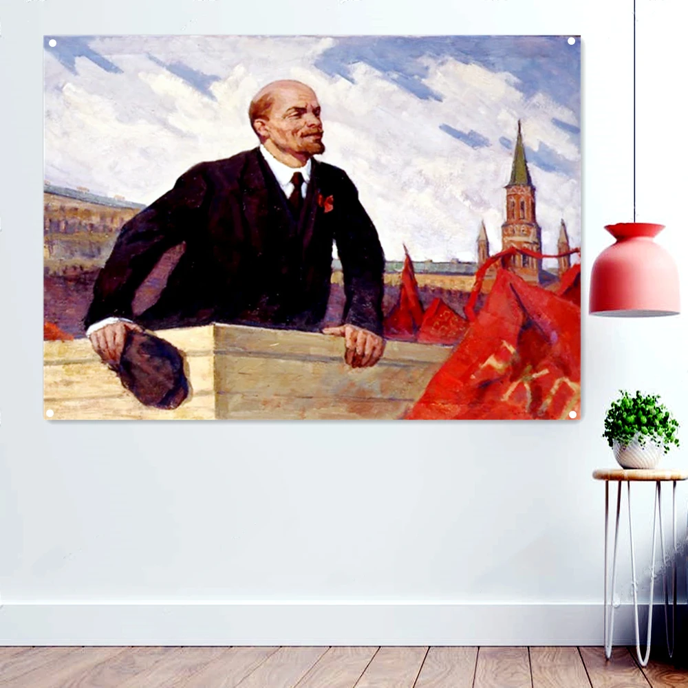

Socialist Realism Art Lenin Posters Wall Art Decorative Banner Hanging Flag Soviet Union CCCP USSR Patriotism Wallpaper Tapestry