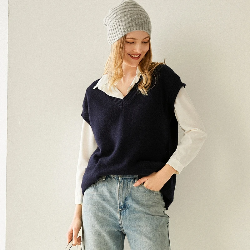 Autumn and winter new fashion cashmere vest women's V-neck jacket |