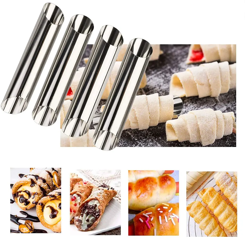 

10PCS Stainless Steel Tubes Molds Cake Food Grade Cream Horn Baking Molds Cannoli Tubes Shells Pastry Baking Cheese Roll Mold
