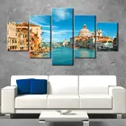 5-панельные модульные картины с рисунком романтической реки Венеции, постеры на холсте с HD-печатью, настенные картины для гостиной, домашний декор
