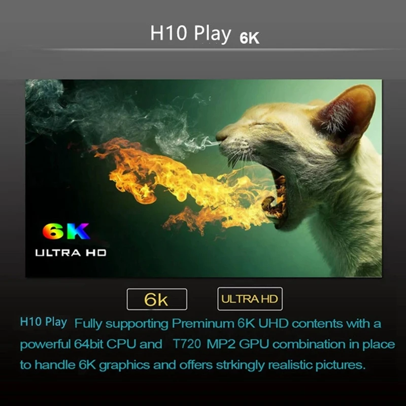 

H10 PLAY Smart TV Box Android 9.0 Allwinner H6 Cortex-A53 Quad Core 64 Bit 4GB RAM/32GB ROM 2.4G WiFi Support TF Card H.265 Deco