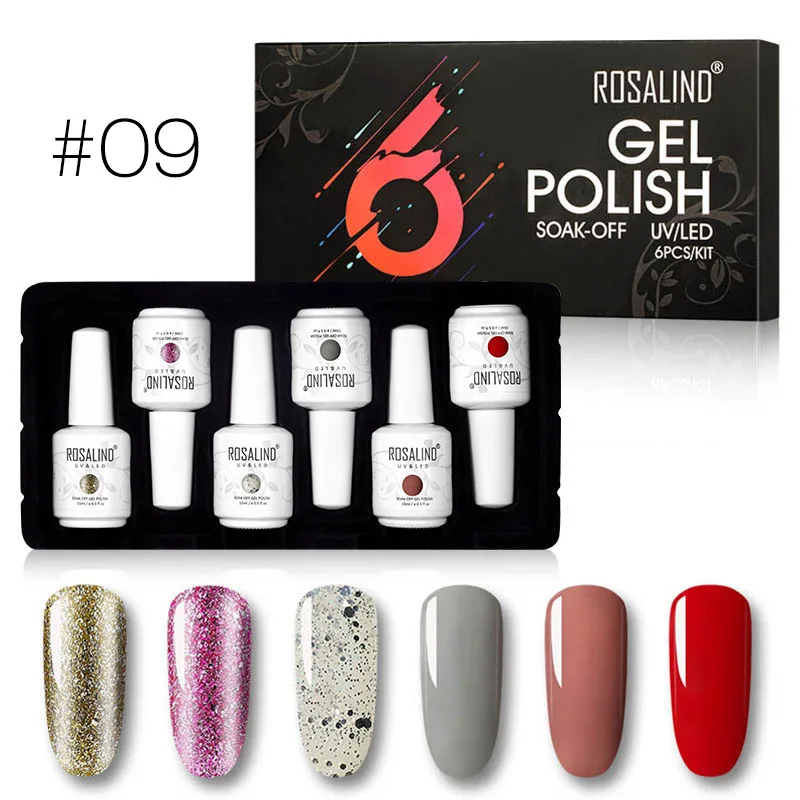 RHTC6-09 ROSALIND Гель-лак для ногтей набор гель-лаков 15 мл Полупостоянный Vernis набор гелей для ногтей Замачивание ногтей Дизайн ногтей для маникюра - Цвет: RHTC6-09