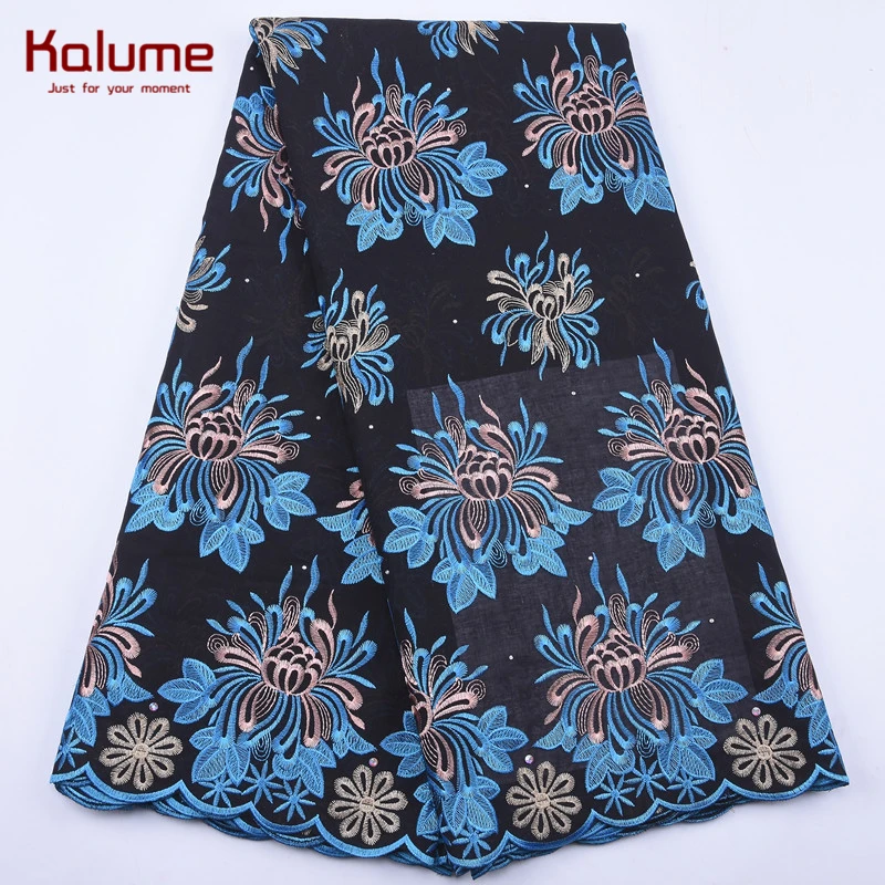 Kalume 2020 Cheap African Lace Fabric Black Swiss Cotton With Stone Nigerian Voile For Sewing Party F1937 | Дом и сад