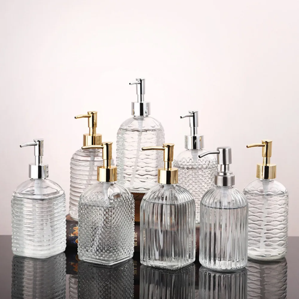 

Kitchen Liquid Soap Dispenser Glass Shampoo Container Bottle Hair Press Conditioner Shower Gel Dispenser Bathroom Accessories