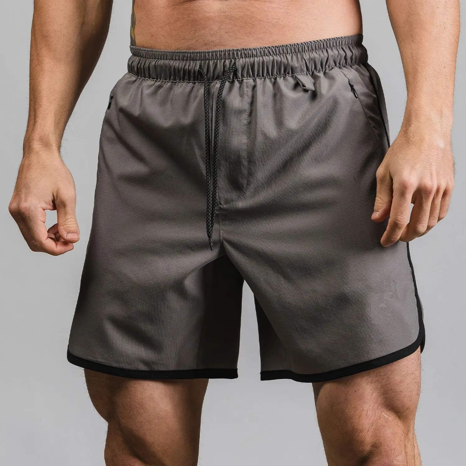 

men sport shorts elastic quickly dry zipper pocket loose sweatpants jogger training running gym workout casual short sportswear