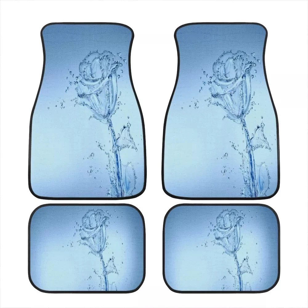 

PinUp Angel Ice Rose Pattern Front&Rear Washable Comfy Car Protector Car Floor Mat 4pcs Carpet Rug Non Slip Universal Durable