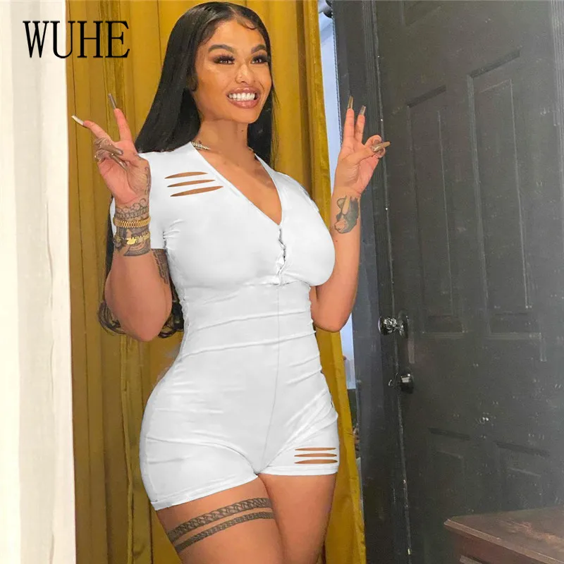 

YEYA Casual Sports Fitness Playsuits Short Sleeve Deep V Neck Hollow Out Hole Package Hip Skinny Home Yoga Streetwear Overalls