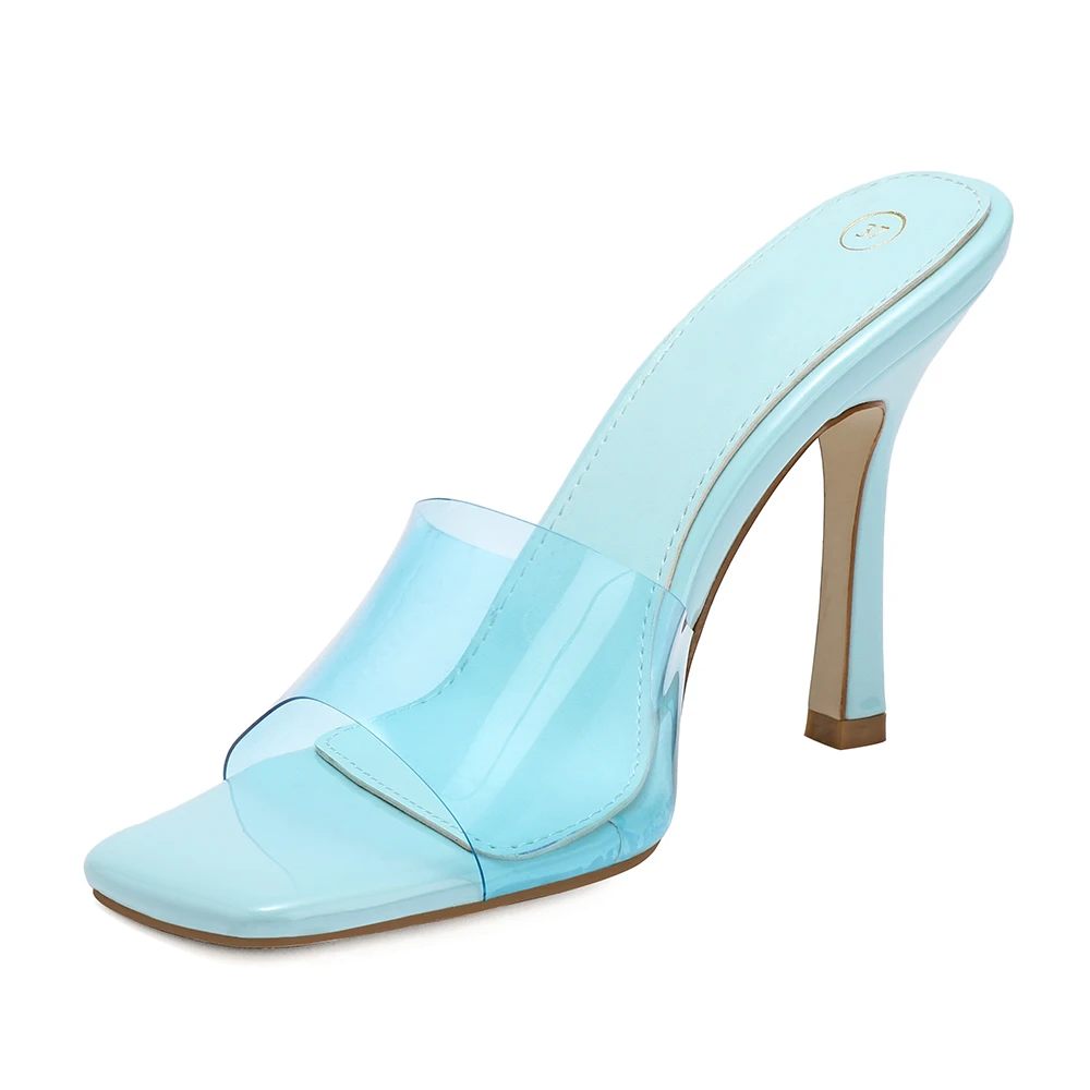 

Сандалии женские на тонком каблуке, босоножки на ультравысоком квадратном каблуке, модная однотонная прозрачная обувь с открытым носком, л...