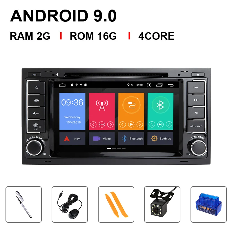 4 Core 16ROM OBD Cam 8 ядро ips DSP 4 Гб 64 Гб 2 Din Android 9,0 Автомобильный DVD плеер для VW/Volkswagen Touareg/транспортер T5 2004-2011 Мультимедиа gps радио - Цвет: 4 Core 16ROM OBD Cam