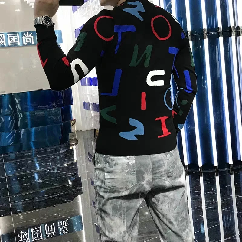 

2021 Men The High Quality New Hip Hop Hot Sweater Casual Loose Pullover Autumn Winter Knitted Brand Design